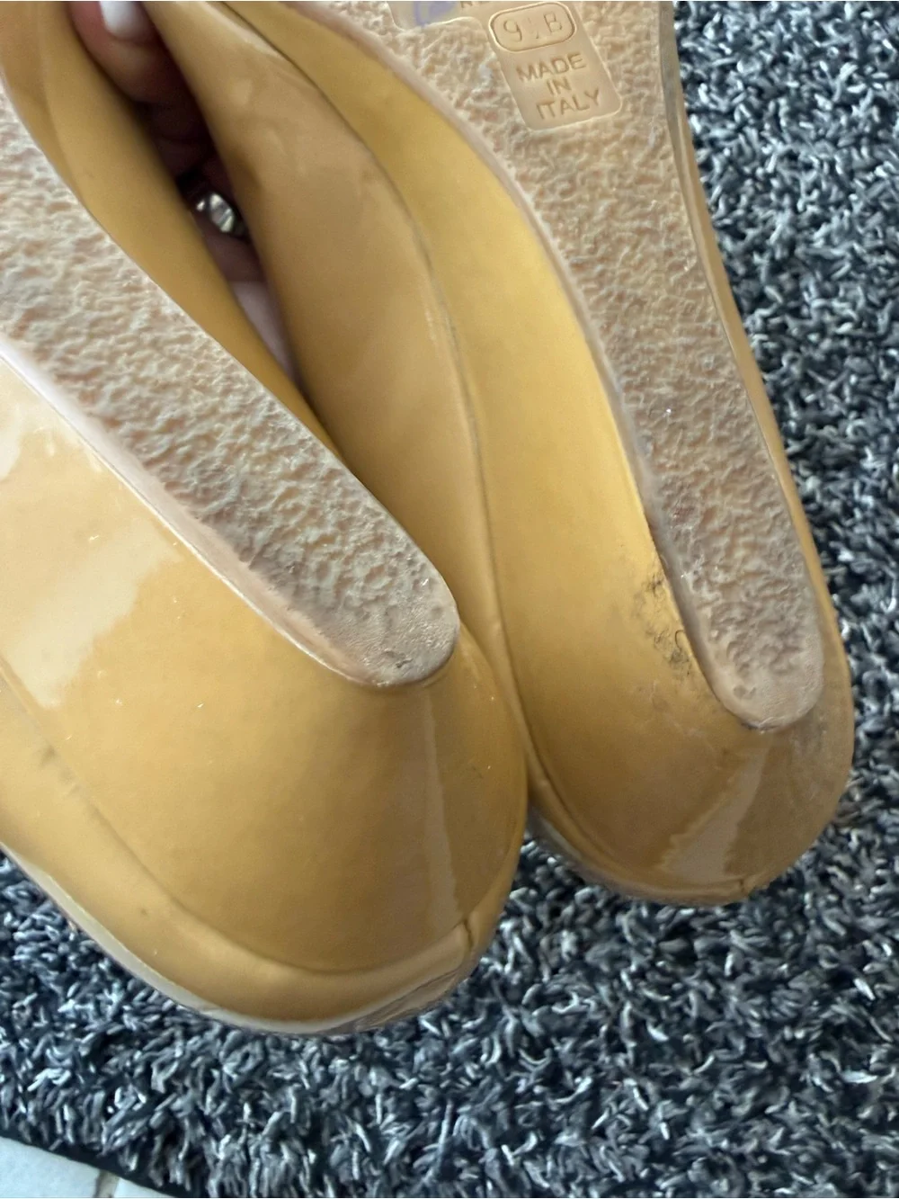 kate spade Patent Leather Ballet Flats in Tan/Mustard